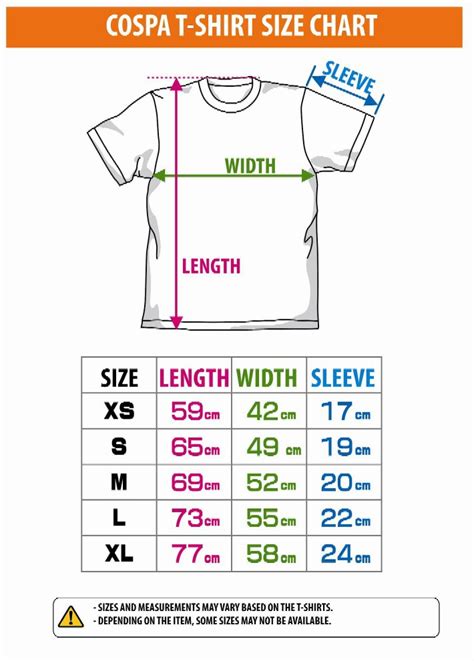 T Shirt Size Chart Design