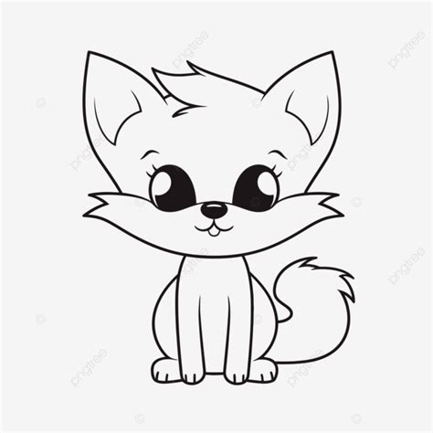 Cartoon Cute Fox Drawing Outline Sketch Vector Easy Fox Drawing Easy