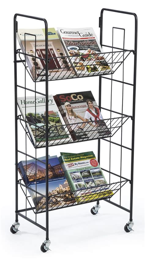 Tabloid Rack For Floor 3 Shelves Fits Newspapers And Magazines With
