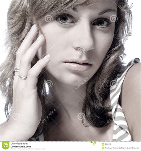 Pretty Sad Girl With Curly Hair Stock Photo Image Of