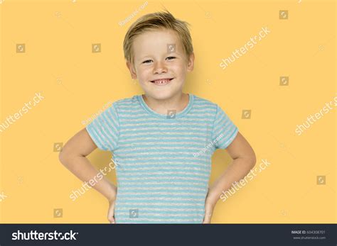 Little Boy Smiling Face Expression Studio Stock Photo 604308701