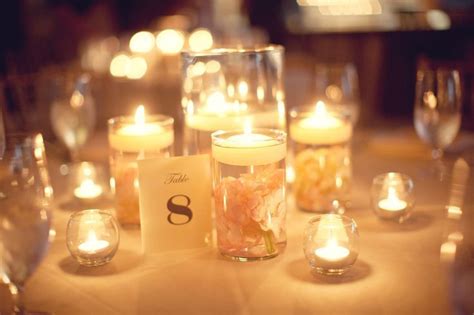 Candles In Tall Votives Romantic Wedding Receptions Wedding Reception