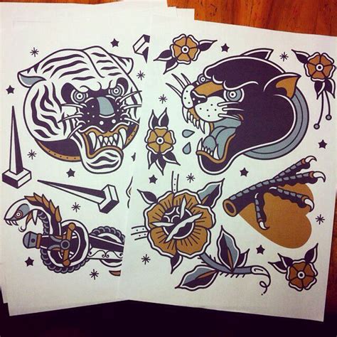 120 black panther tattoo designs meanings full of grace. Tiger and jaguar tattoo design | Traditional tattoo ...