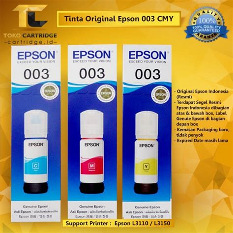 Tinta Epson 003 Original Cyan Magenta Yellow Refill Ink Printer L1110