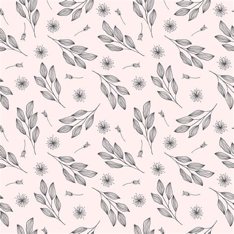Premium Vector Hand Drawn Weeds Leaves Seamless Pattern