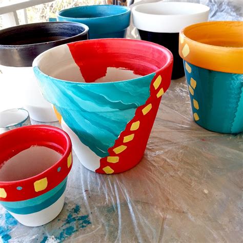 Pop Art Diva Land Hand Painted Clay Pots For Plants Or Whatever For
