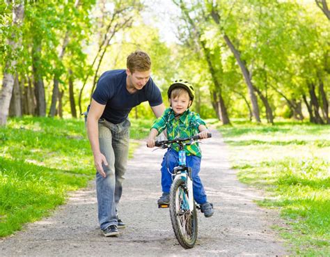 Father And Son Having Fun Weekend Biking Stock Image Image Of Outdoor