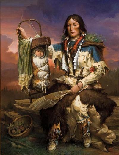 William H Ahrendt Sacajawea And Pomp Oil On Canvas Native