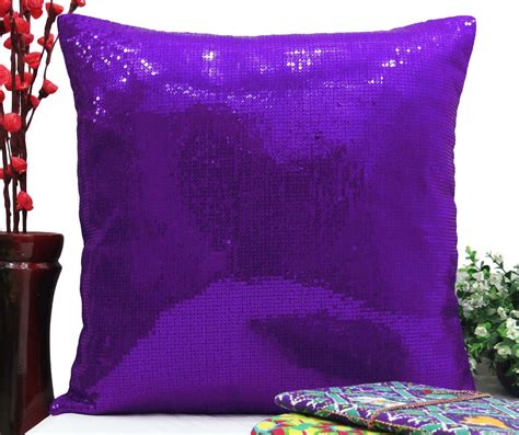 Yuga Metallic Purple Sequin Throw Cushion Cover Glitter Pillow Wedding