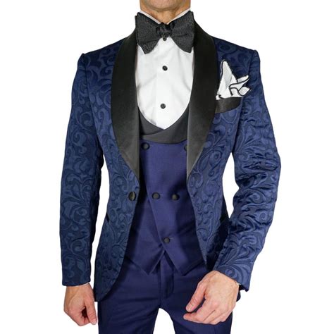 Navy Blue And Black Paisley Dinner Jacket