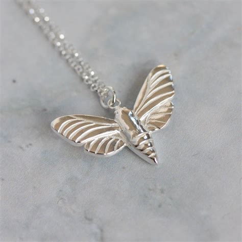 Silver Hawk Moth Necklace By Erica Jewellery