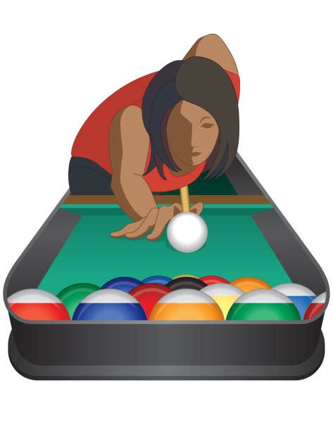 Royalty Free Silhouette Of The Women Playing Pool Clip Art Vector