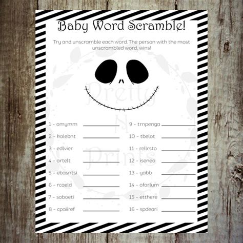 Baby Shower Word Scramble The Nightmare Before Christmas