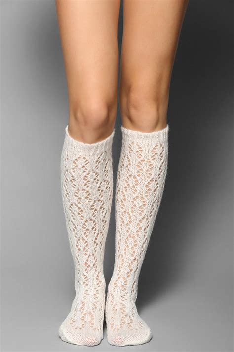 urban outfitters butter cup pointelle knee high sock in natural lyst