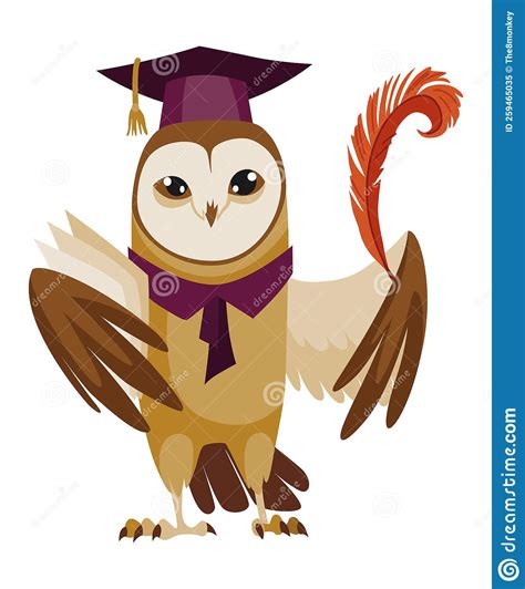 Owl Wearing Graduation Cap Cute Wise Owl With Hat Stock Illustration
