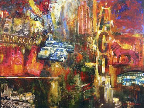 Chicago Vintage Art Old Chicago Painting By Joseph Catanzaro