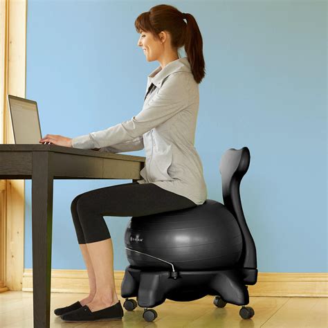 Mimics a standard office chair with arm rests and a backrest (nonadjustable). Amazon.com: Gaiam Balance Ball Chair - Exercise Stability ...