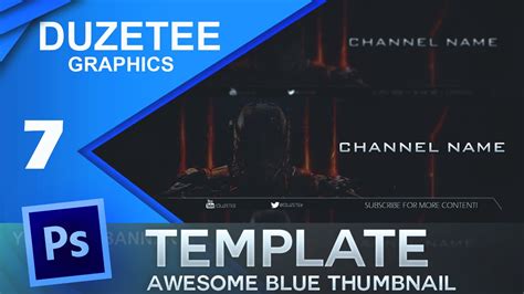 Free Youtube Thumbnail Template PSD (Blue) - by Dara - YouTube