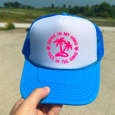 Drink In My Hand Toes In The Sand Neon Pink Hatpocket Screen Print