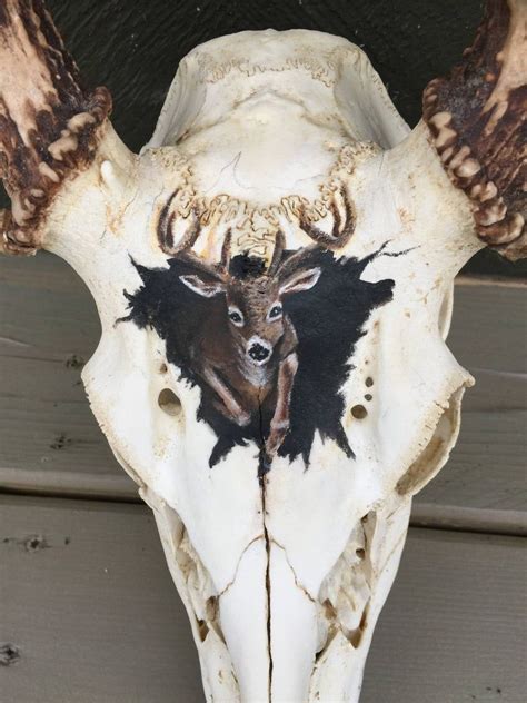 Deer Skull Hand Painted Etsy In 2020 Deer Skull Art Deer Skulls