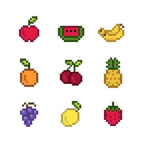 Collection Of Mixed Pixelated Fruits Download Free Vectors Clipart