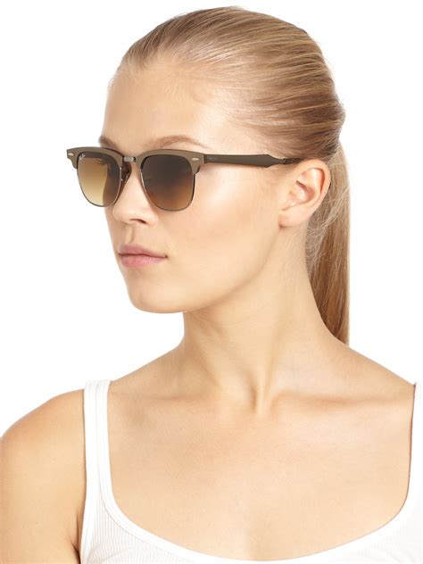 Ray Ban Modern Clubmaster Square Sunglasses In Brown Lyst