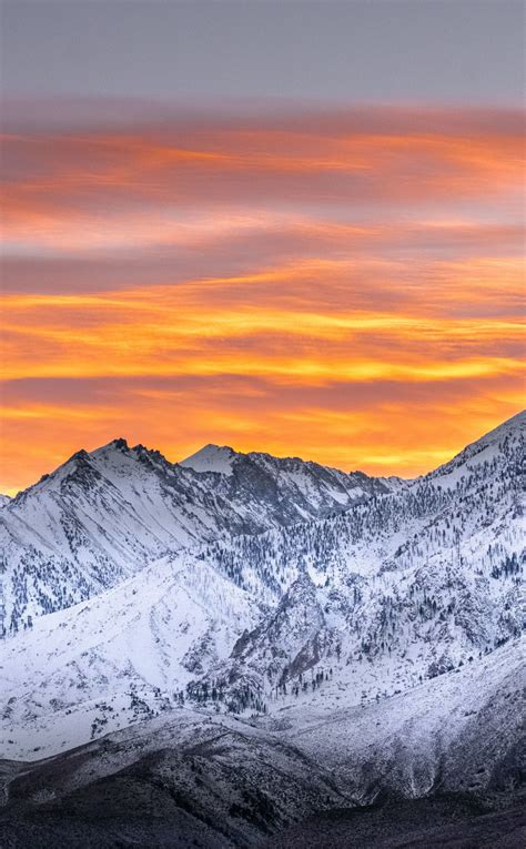 Download Wallpaper 950x1534 Sunset Mountains Peak Sky Nature