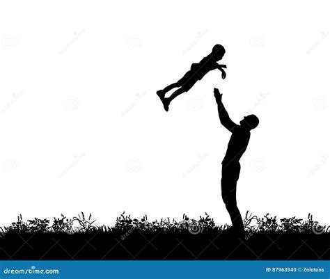 Silhouette Of Father And Son Stock Illustration Illustration Of Hand