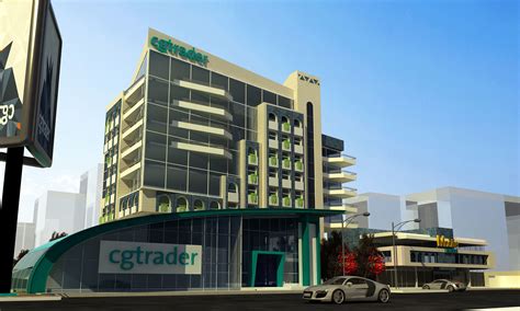 Office Building Exterior With Customer Hall 3d Model Cgtrader