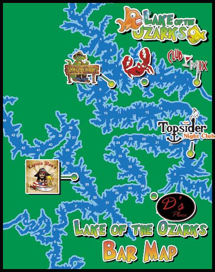 Lake Of The Ozarks Bars Map Of The Bars Ozarks Lake