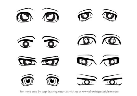 Learn How To Draw Anime Eyes Male Eyes Step By Step