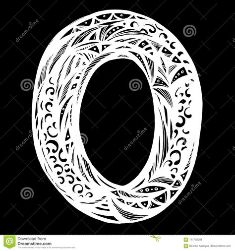Elegant Capital Letter O In The Style Of The Doodle Stock Vector