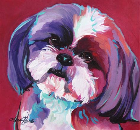 Shih Tzu Print Dog Art By Karren Karces Choose Size And Canvas Or