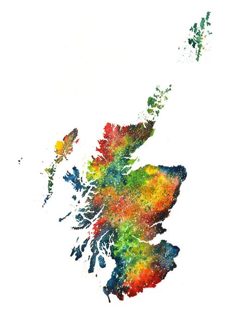 Giclee Print Scotland Watercolor Map Home Decor Abstract Art Wall Art