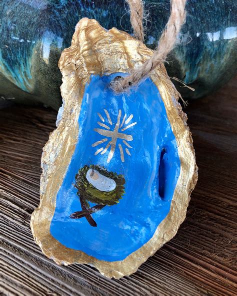 Hand Painted Oyster Shell Ornament Etsy
