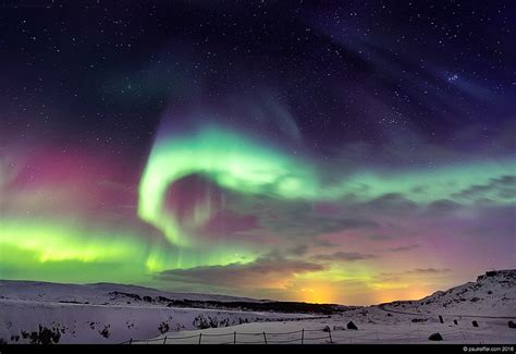 Iceland Aurora Borealis Northern Lights Gullfoss Snow