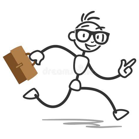Stick Figure Stick Man Running Busy Briefcase Business Royalty Free