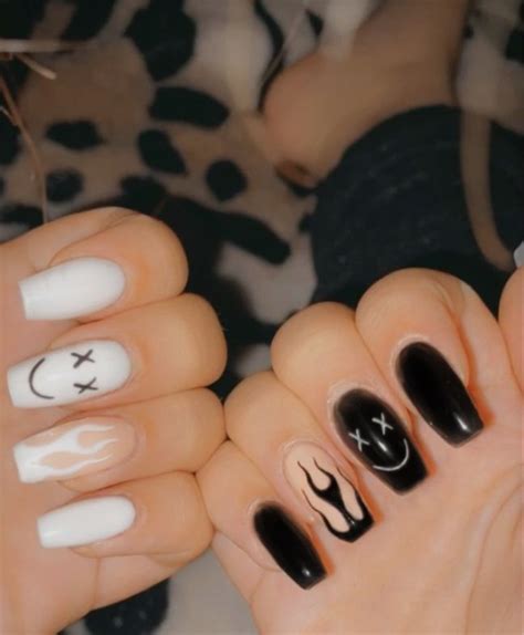 Smiley Face Nails Black And White Fun Stylish And Easy To Do The Fshn