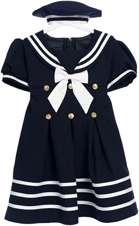 Classykidzshop Navy Girl Sailor Dress With White Strip