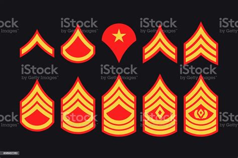 Military Ranks Stripes And Chevrons Vector Set Army Insignia Stock