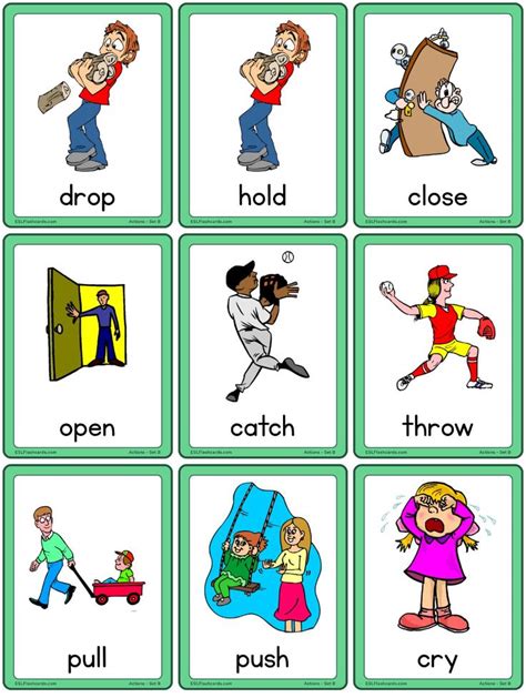 Action Verbs Flashcards Free Printable Images And Photos Finder