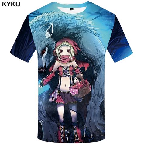 Kyku Brand Wolf T Shirt Women Girl Plus Size Anime Shirts 3d T Shirt