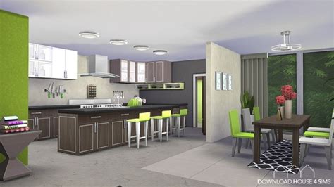 Have you ever thought of exploring the world while paying a visit to the kitchen? Lime Kitchen Green & Modern - Sims 4 Kitchen