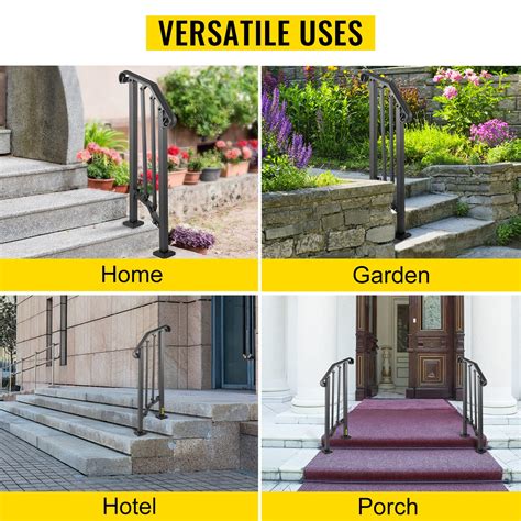 Buy Vevor Outdoor Stair Railing Fit 1 Or 2 Steps Alloy Metal