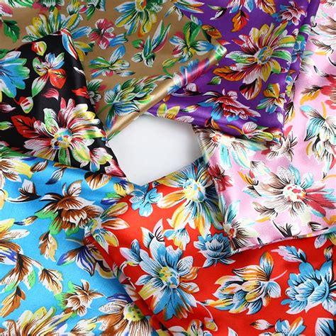 Buy Hlqon Vintage Small Floral Print Satin Fabric Soft