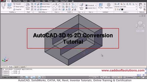 Autocad 3d To 2d Conversion Tutorial Flatshot Command Autocad 2010