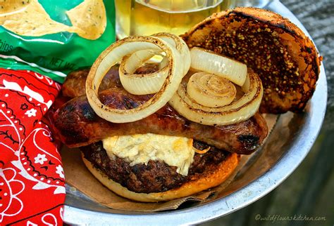 Brat Burgers With Horseradish Cheese Whole Grain Mustard And Buttery