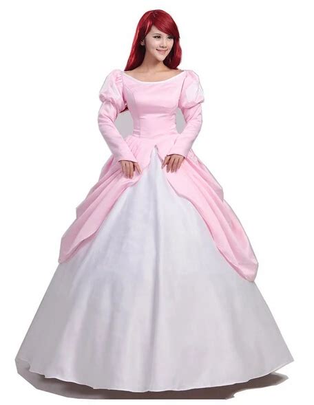 pink ball gown adult princess ariel dress cosplay costume the little mermaid dress a line in