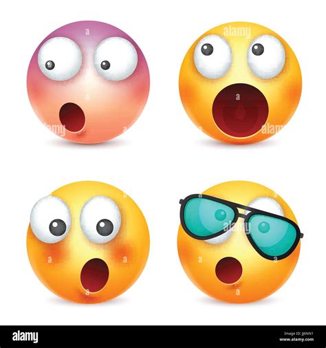 Smileyjuego De Emoticonos Cara Amarilla Con Las Emociones La