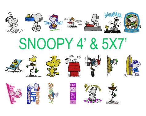 20 Snoopy Machine Embroidery Designs Peanuts Embroidery Etsy